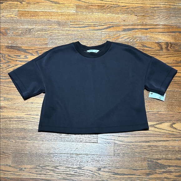 FLX Tops - Black Crop Oversized T-Shirt - thick